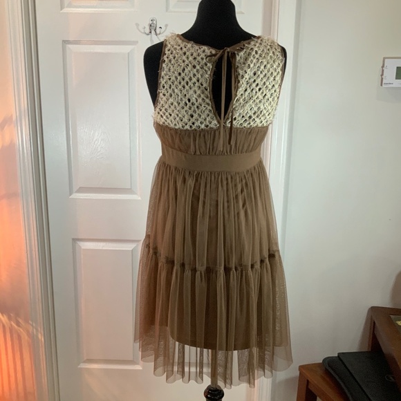 Anthropologie Rye Crochet Tiered Tulle Rosette Boho Sleeveless Dress Size Medium - Picture 5 of 9